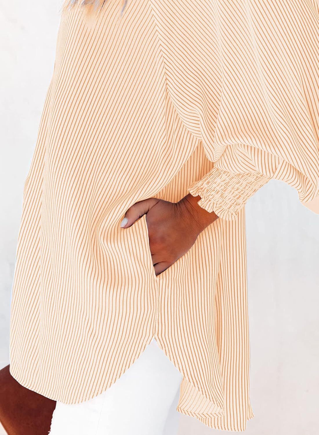 Women's Striped Oversized Button Down Shirt | Casual Long Sleeve Top