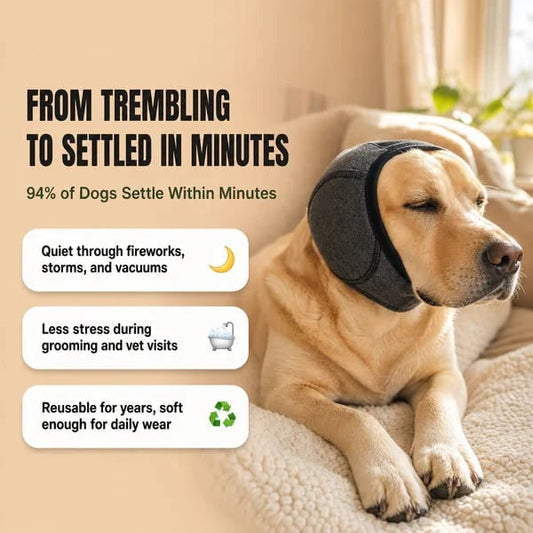 Calming Dog Ear Wrap β Sound Dampening for Thunder, Fireworks