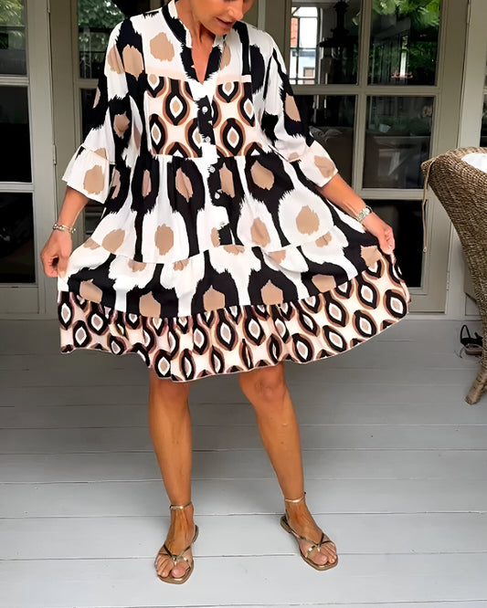 Floral Midi Dress β Women's 3/4 Sleeve A-Line Dress