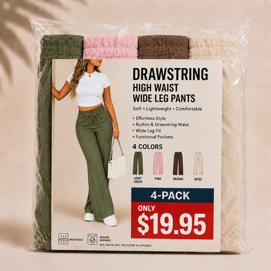 π€²β‘New Summer Drawstring High Waist Wide Leg Pants