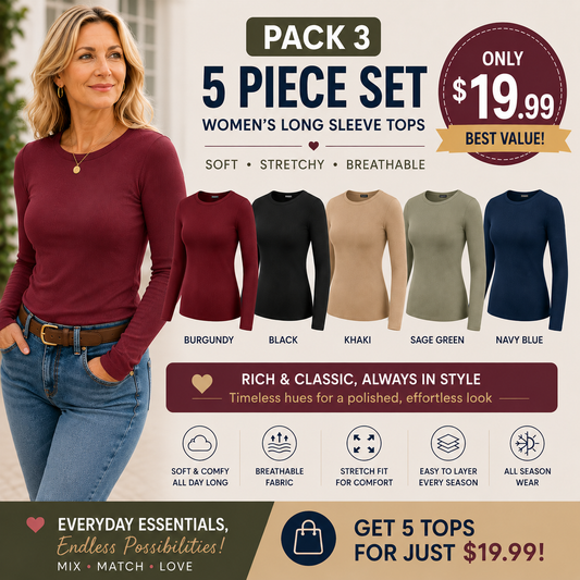 π€²Women's Ribbed Long Sleeve Crewneck Top β Slim Fit Basic Tee