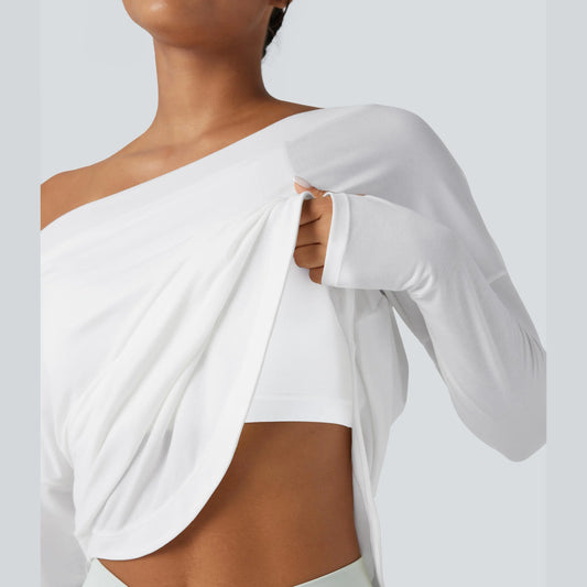 Hot Deal!🤍 One Shoulder Yoga Top with Built-in Bra ✨