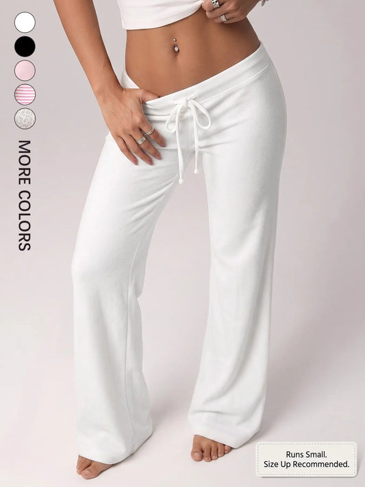 💥Limited Time Offer | Women's Low-Rise Flare Sweatpants - Soft Stretch Drawstring Y2K Pants