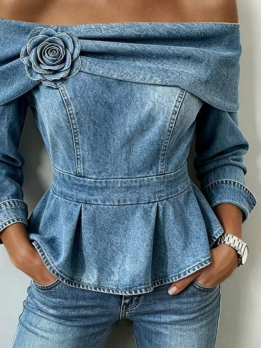 π€²LAST DAY SAVE 49% β°Chic Off-shoulder Denim Peplum Top