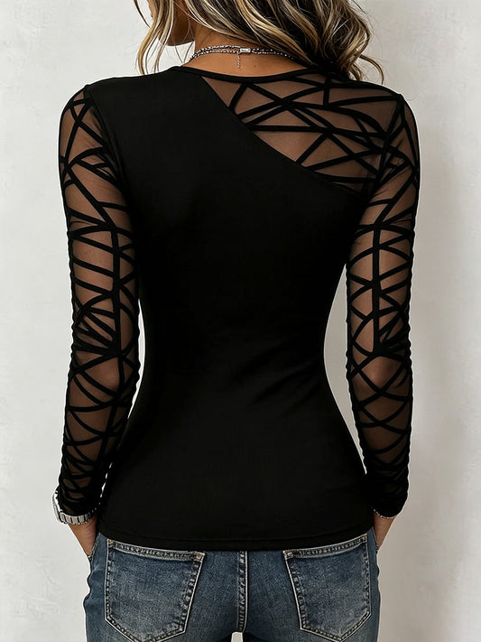 π€²LAST DAY SAVE 49% β°Sleek Geometric Mesh Accented Top