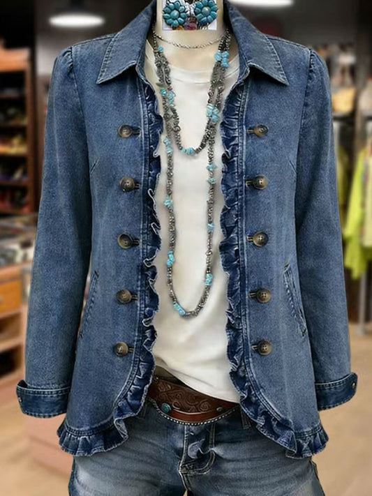 π€²LAST DAY SAVE 49% β°Chic Ruffled Denim Jacket