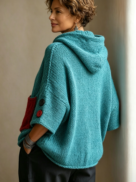 π€²LAST DAY SAVE 49% β°Relaxed Contrast Pocket Hooded Sweater