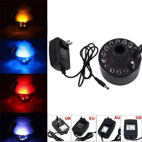12-LED Ultrasonic Mist Maker β Color-Changing Fogger for Halloween & Decor