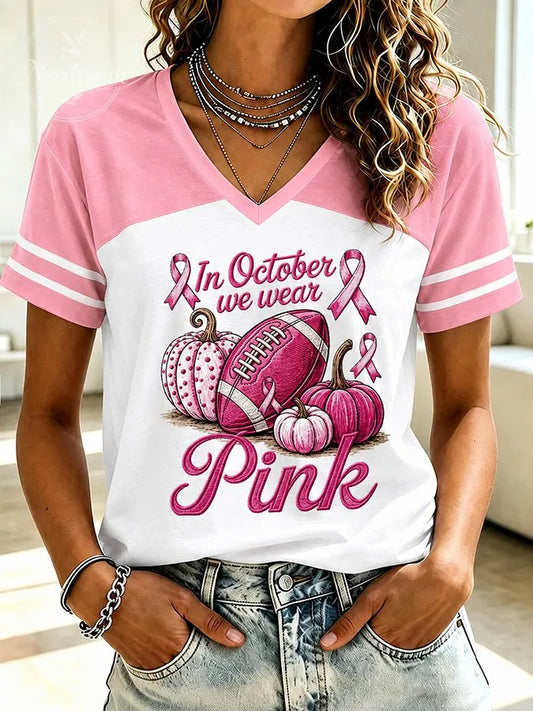 Female Witch Breast Cancer Promotion V-Neck T-Shirt