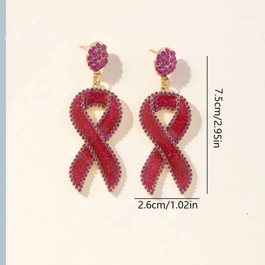Red Ribbon Love Milk Day Holiday Drip Oil Set Diamond Earrings