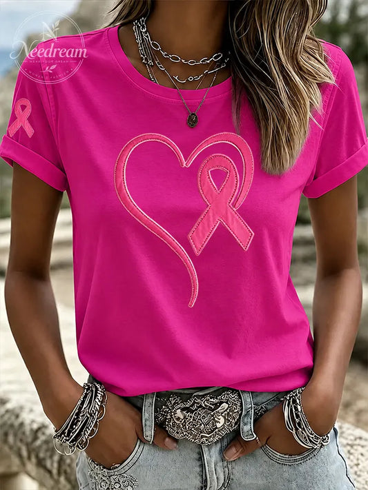 Women'S Breast cancer awareness Printed Casual T-Shirt