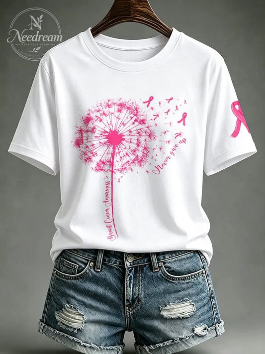 Women's Never Giver Up Printed Casual T-Shirt