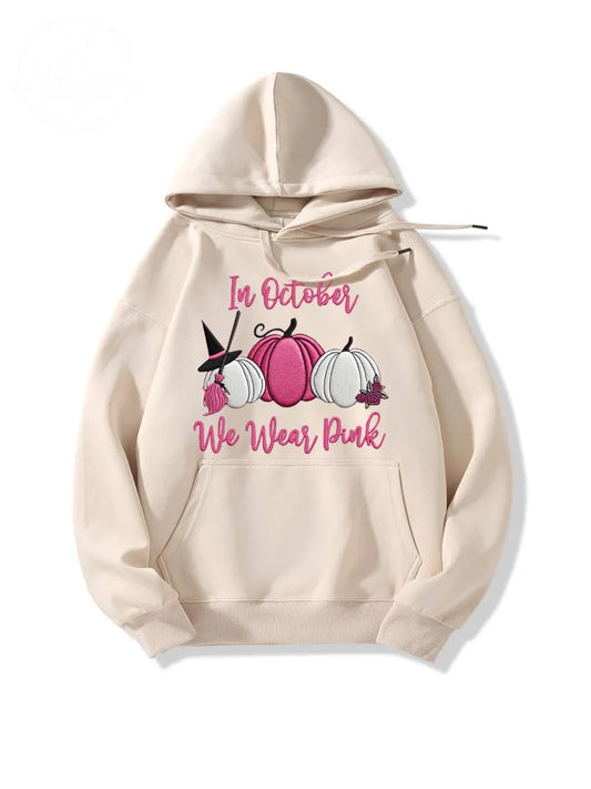 In October We Wear Pink Pattern 100% 300g Cotton Classic Hoodie