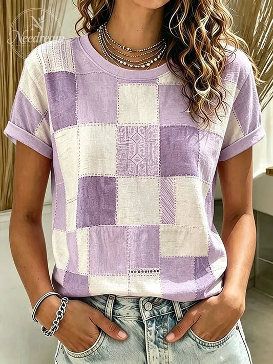Women's Retro Casual Plaid T-Shirt