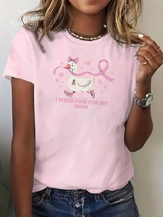 Women's I Wear Pink For My Mom Print Casual T-shirt
