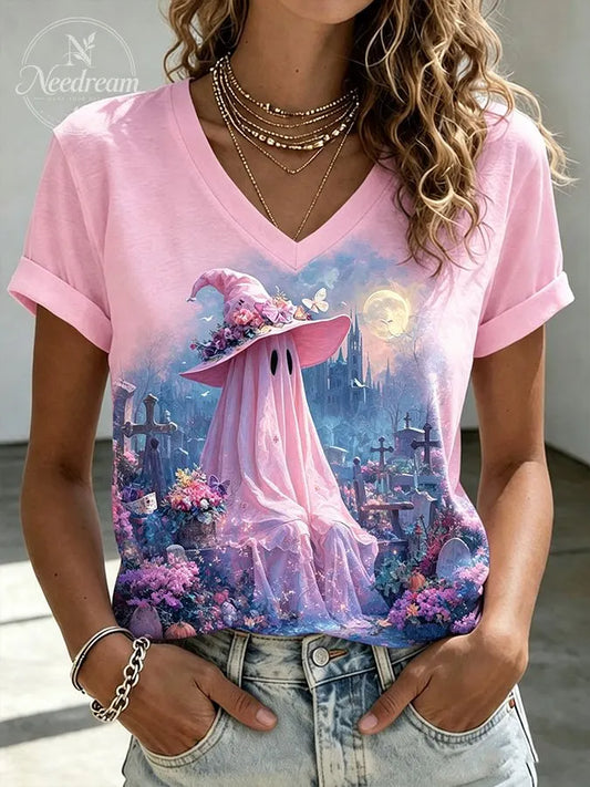 Women'S Ghost Print Short-Sleeve T-Shirt