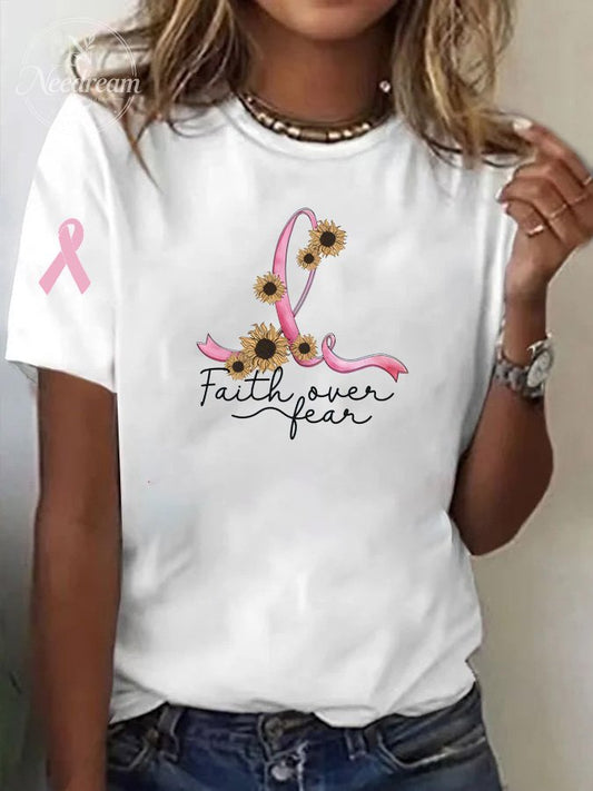 Women's Faith Over Fear Print Casual T-shirt