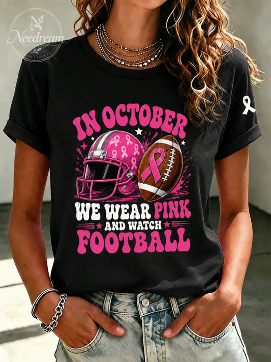 Women'S Pink Art Printed Casual T-Shirt