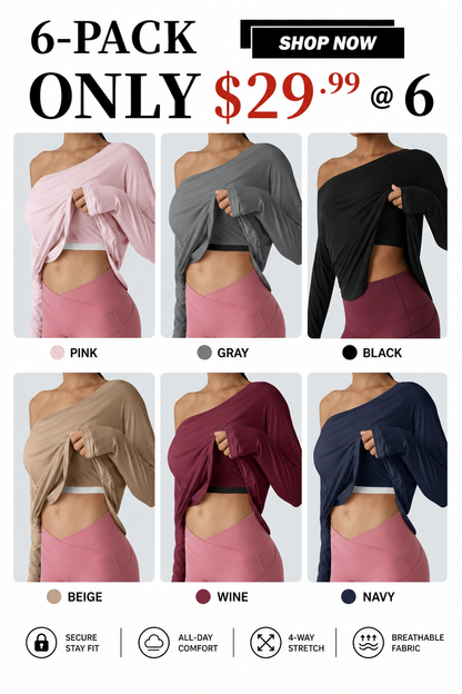 Hot Deal！🤍 One Shoulder Yoga Top with Built-in Bra ✨