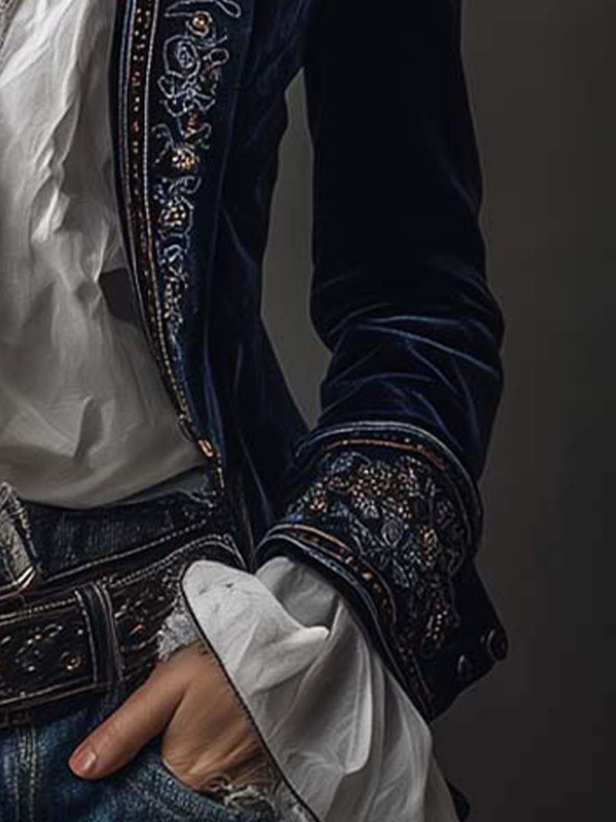 Women's Embroidered Longline Jacket | Elegant Casual Layering Coat
