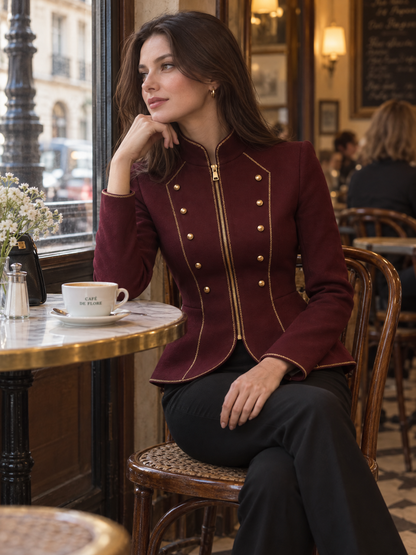Women's Gold Trim Peplum Jacket