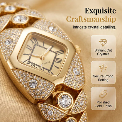 Crystal Bracelet Watch – Diamond-Shaped Dial