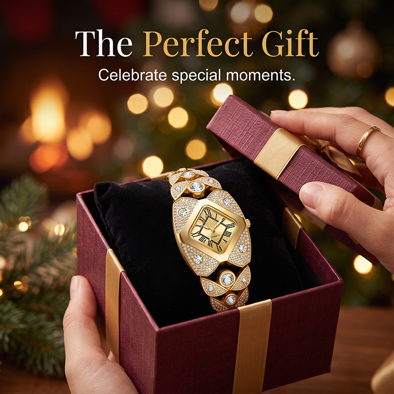Crystal Bracelet Watch – Diamond-Shaped Dial