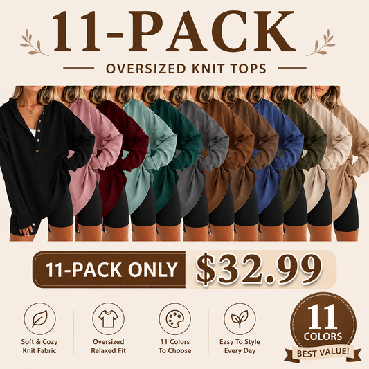 🤲Women's Oversized Button V-Neck Hoodie Sweatshirt Long Sleeve Side Slit Casual Fall Pullover Top