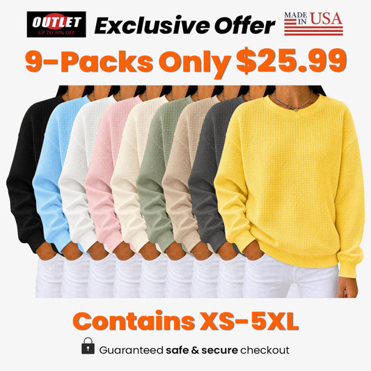 🤲CLEARANCE SALE🔥Women's Waffle Knit Crewneck Sweatshirt