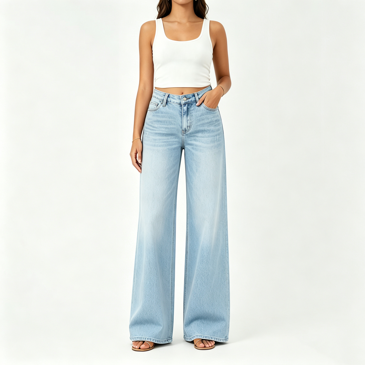🤲Rise Baggy Stretchy Wide Leg Jeans