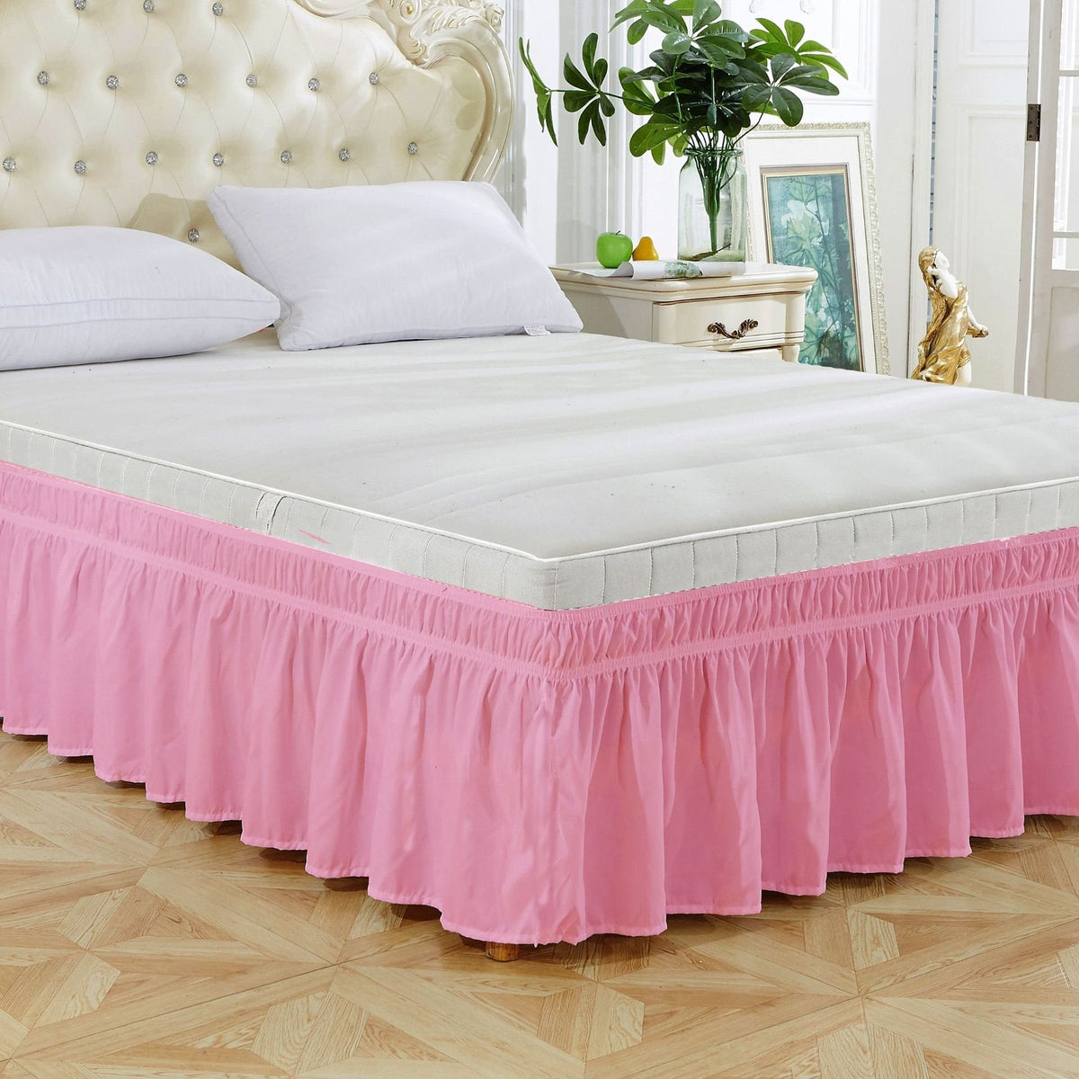 Adjustable Ruffle Bed Skirt – Easy Wrap-Around Elastic Design