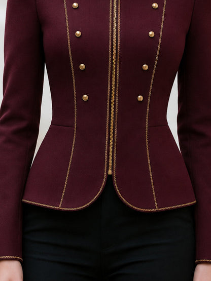 Women's Gold Trim Peplum Jacket