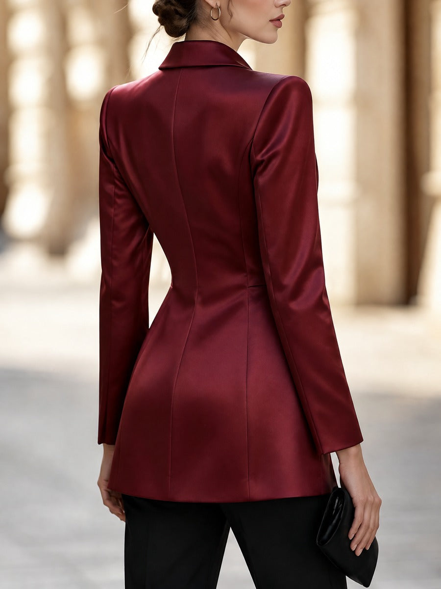Women's Satin Asymmetric Wrap Blazer