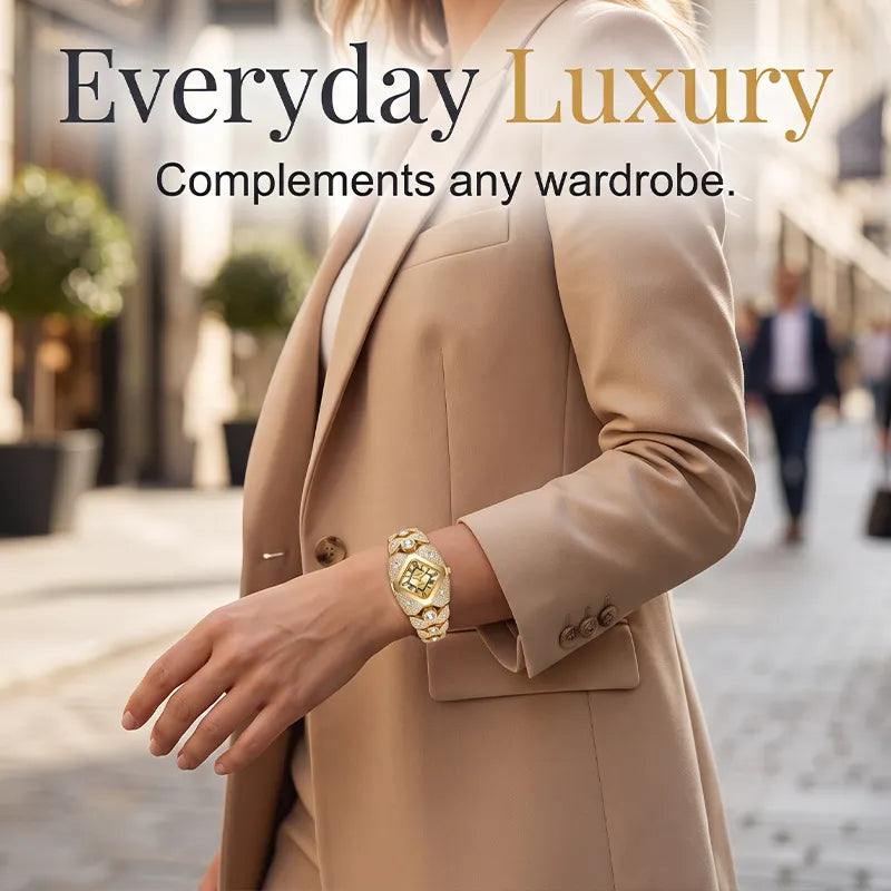 Crystal Bracelet Watch – Diamond-Shaped Dial