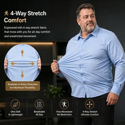 Men's Stretch Non-Iron Shirt | Breathable Wrinkle-Resistant Dress Shirt