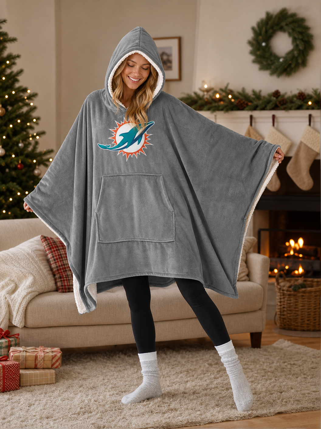 🌸🔥New Arrival🛌Wearable Hooded Blanket with Logo Patch, 60" x 80"🧶
