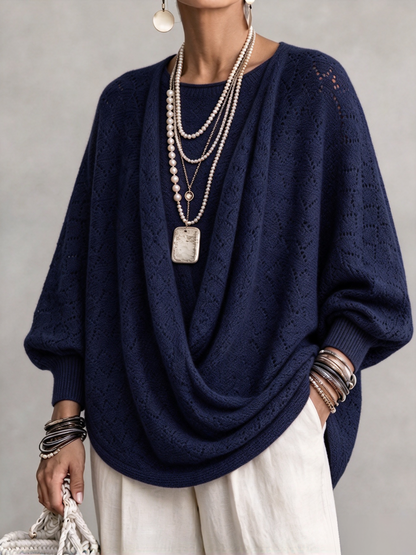 🤲LAST DAY SAVE 49% ⏰Knit Top With A Cowl Neck, Cut-out Details, And Lantern Sleeves.
