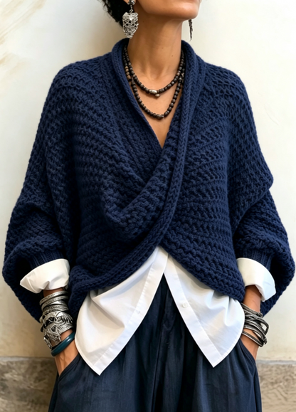 🤲LAST DAY SAVE 49% ⏰Cozy Relaxed Batwing Sleeves Crossover V-neck Sweater