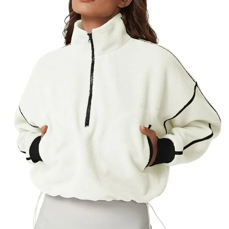 💥Women's Half-Zip Sherpa Pullover - Cozy Fleece Long Sleeve Sweatshirt