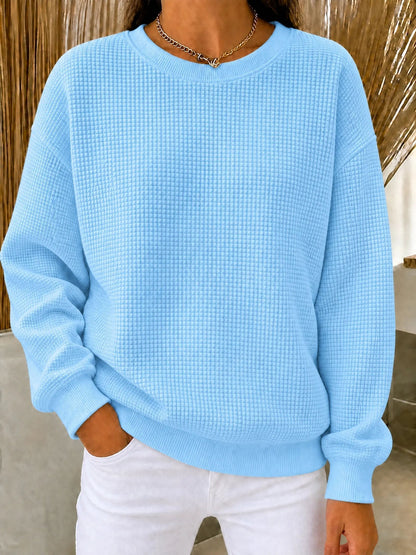 🤲CLEARANCE SALE🔥Women's Waffle Knit Crewneck Sweatshirt