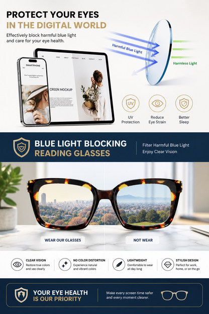 🔥LAST DAY SALE👓 3-Pack Square Blue Light Reading Glasses ✨