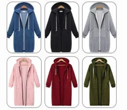Women's Zip-Up Fleece Hoodie | Cozy Casual Hooded Sweatshirt Jacket