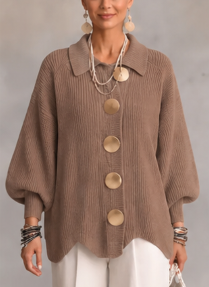 🤲LAST DAY SAVE 49% ⏰Oversized Collared Knit Cardigan With Large Metal Buttons