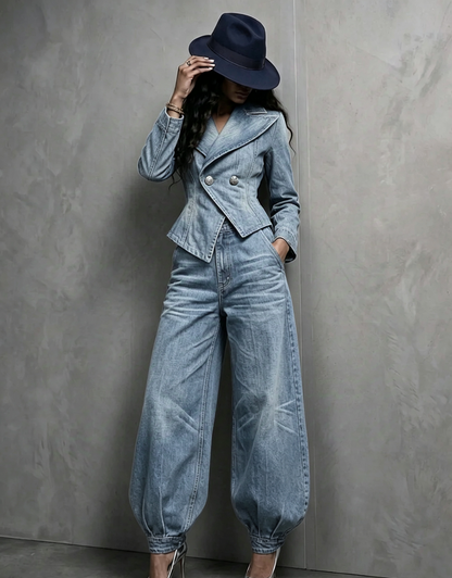🤲LAST DAY SAVE 49%🔥 Figure-Flattering Denim 2-Piece Set + FREE Hat