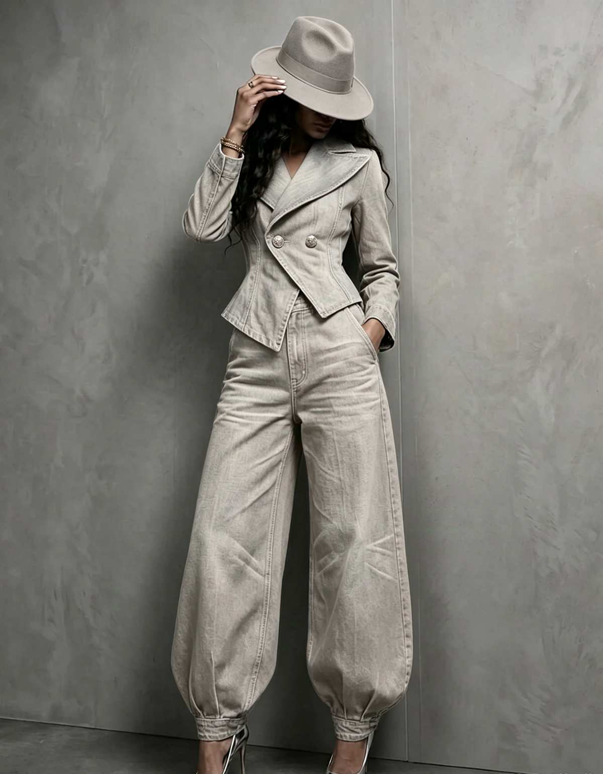 🤲LAST DAY SAVE 49%🔥 Figure-Flattering Denim 2-Piece Set + FREE Hat