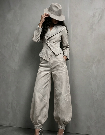 🤲LAST DAY SAVE 49%🔥 Figure-Flattering Denim 2-Piece Set + FREE Hat