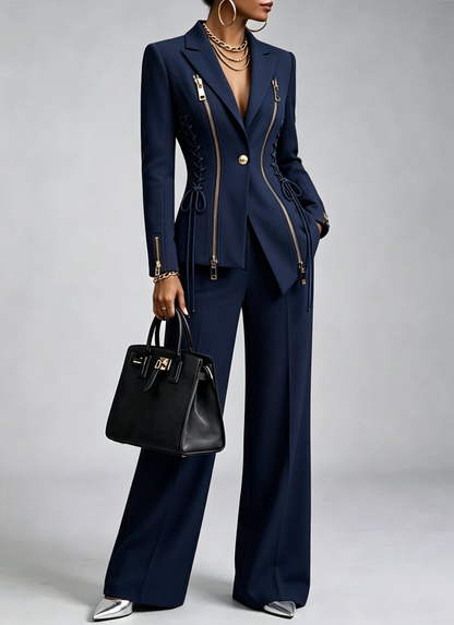 🤲LAST DAY SAVE 49% 🧡 Women’s Orange 2-Piece Suit Set with Wide-Leg Pants — FREE Handbag
