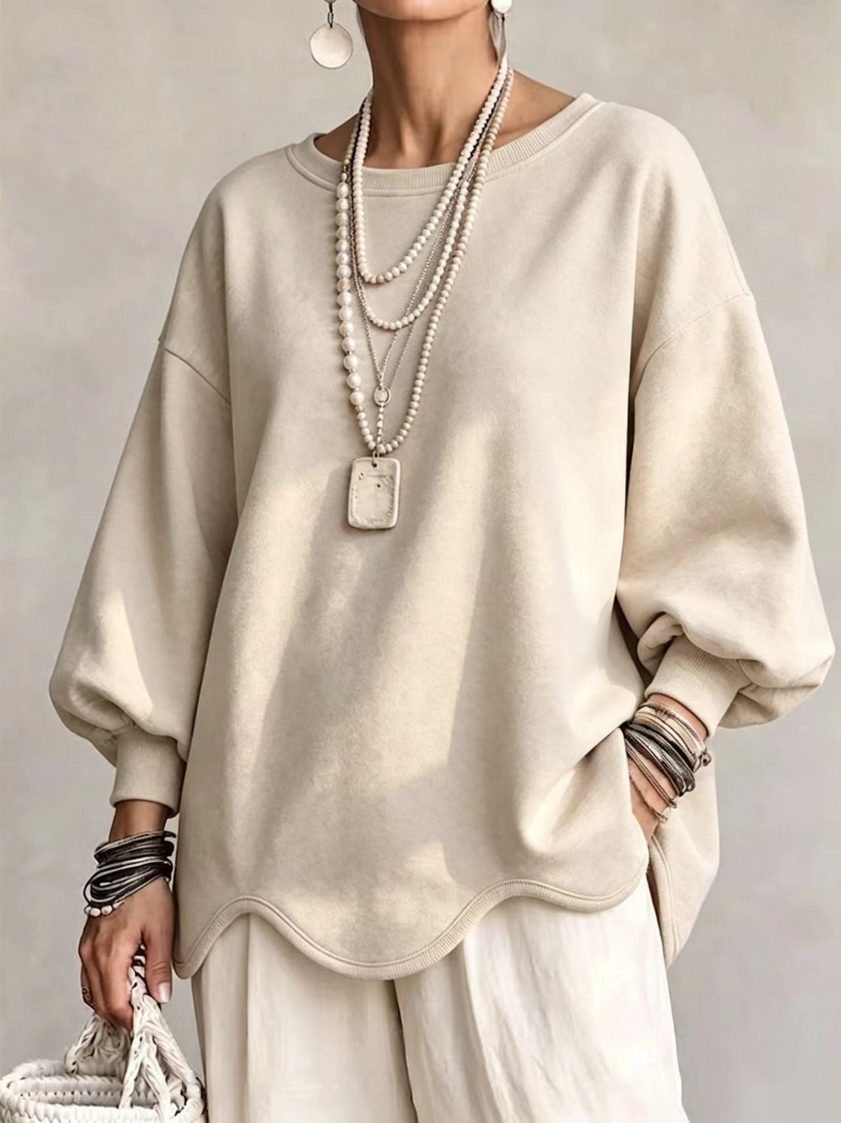 🤲LAST DAY SAVE 49% ⏰Oversized Sweatshirt With A Wavy Hem