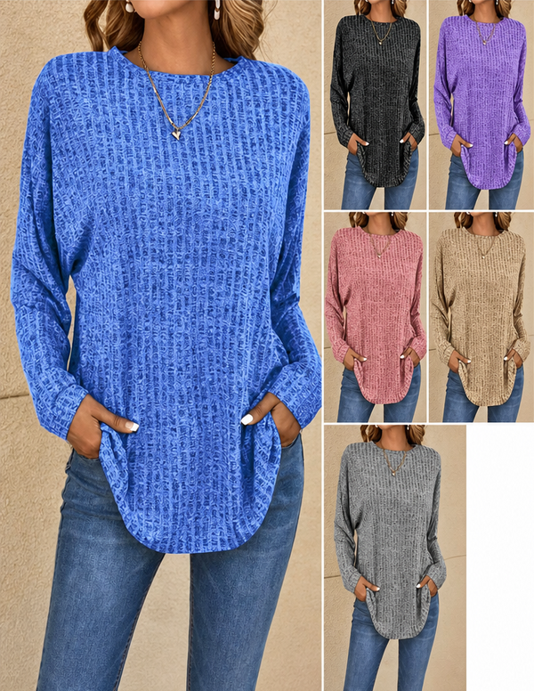 Women's Casual Loose-Fit Knit Top | Soft Long Sleeve Pullover