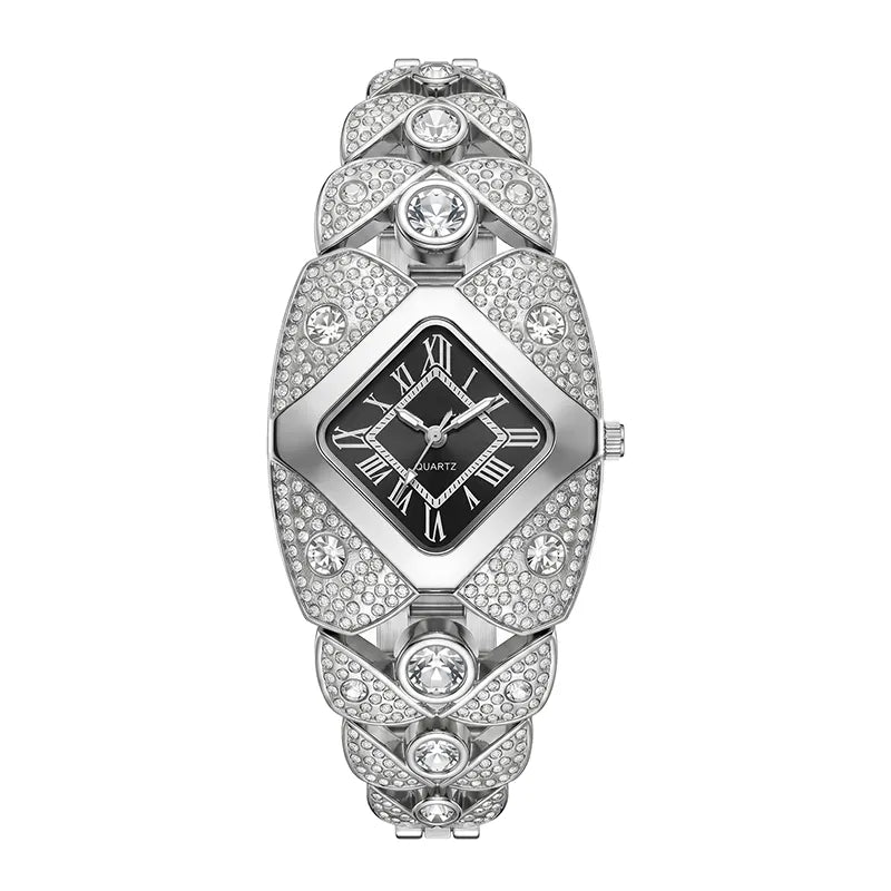 Crystal Bracelet Watch – Diamond-Shaped Dial